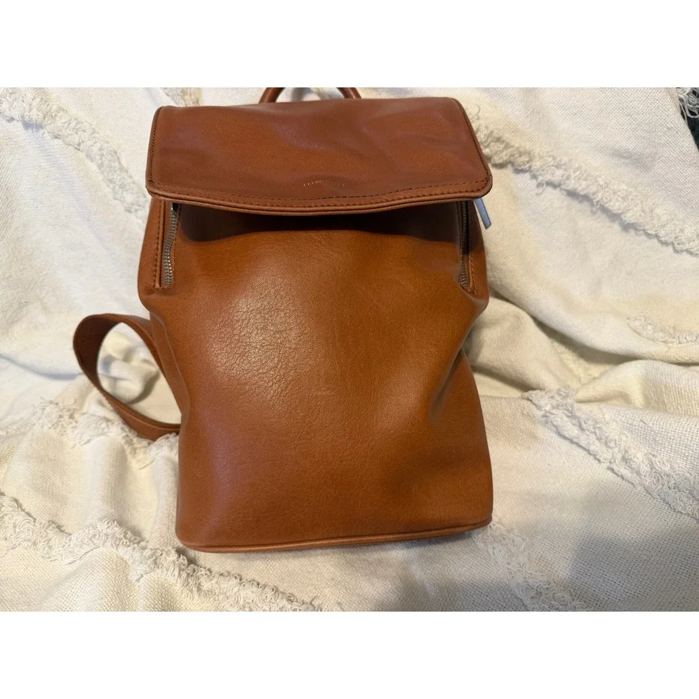 Matt & Nat Vegan Leather Backpack Tan Brown Minimalist